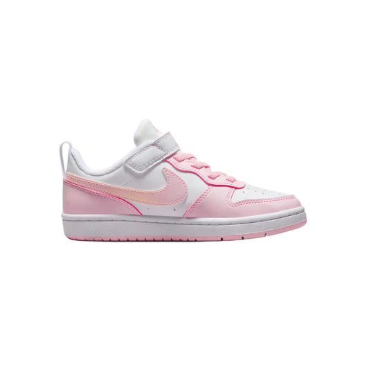 NIKE Court Borough Recraft Youth Low Shoe - White/Pink Foam
