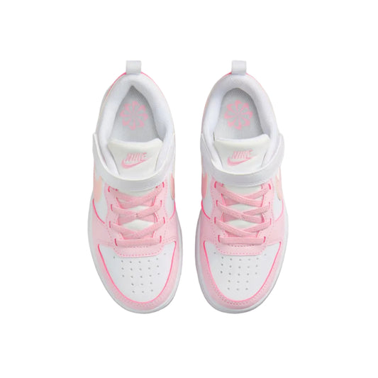 NIKE Court Borough Recraft Youth Low Shoe - White/Pink Foam