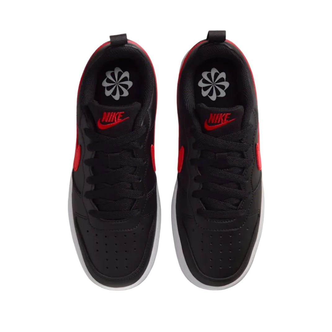 NIKE Court Borough Recraft Youth Low Shoe - Black/White/University Red