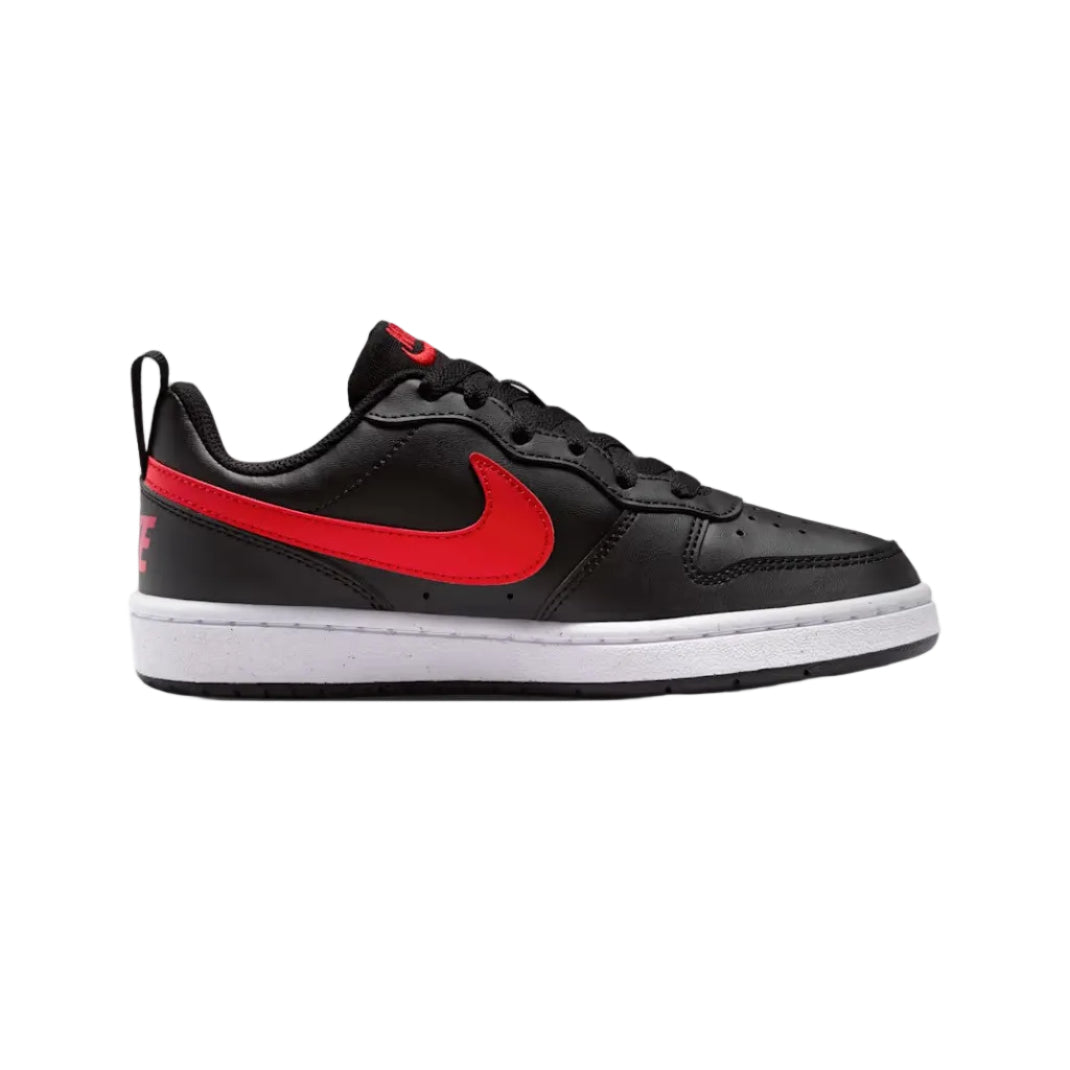 NIKE Court Borough Recraft Youth Low Shoe - Black/White/University Red