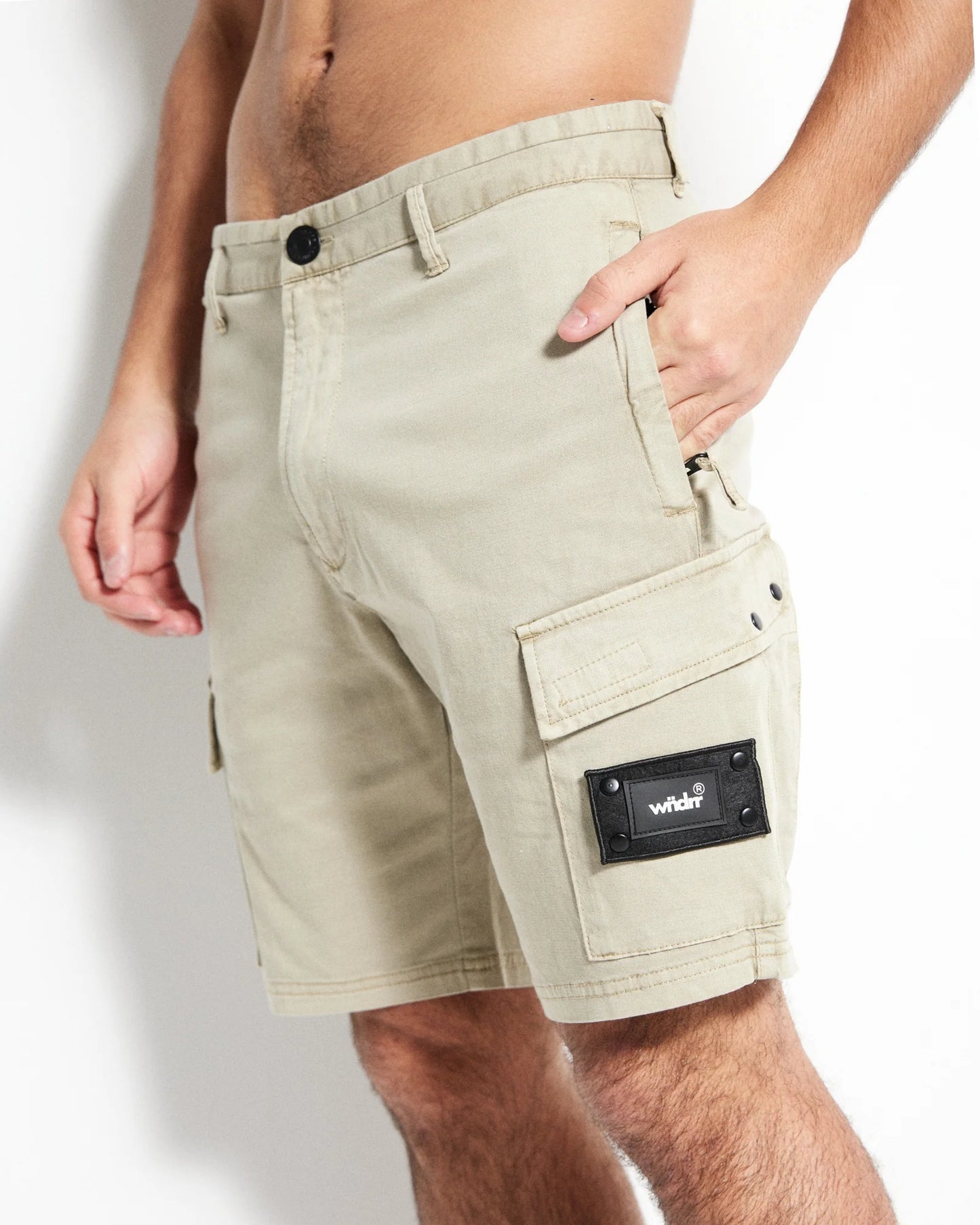 WNDRR Fairfax Mens Cargo Shorts - Stone