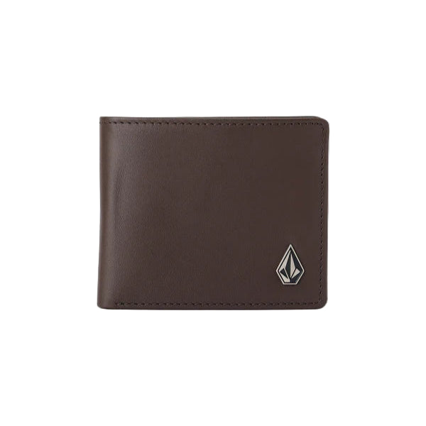 VOLCOM Single Stone Leather Wallet - Dark Brown