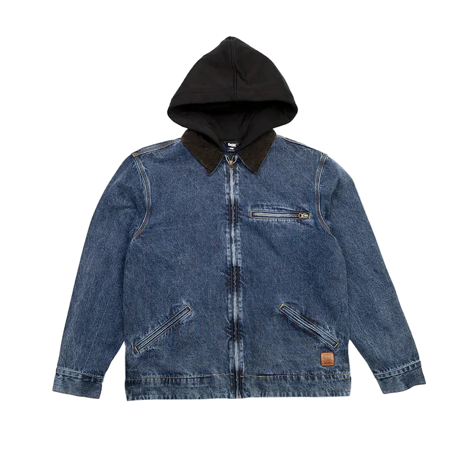 DGK Imagine Hooded Mens Work Jacket - Washed Indigo