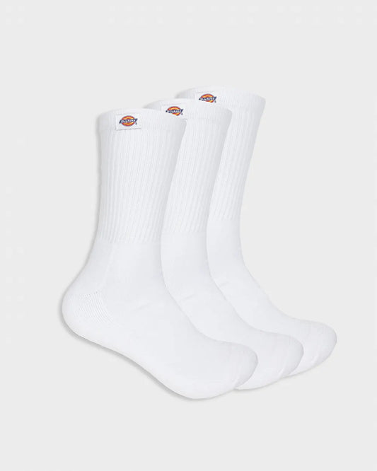 DICKIES Mens 3PK Classic Label Crew Socks - White