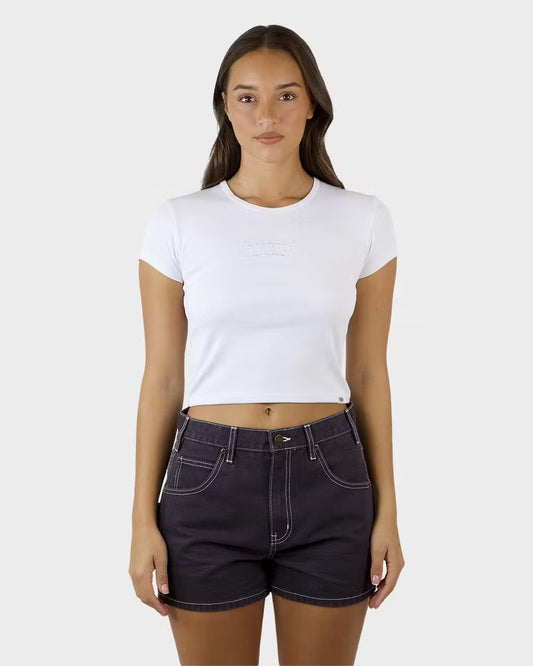 DICKIES Longview Mini Womens Ribbed Baby Tee - White