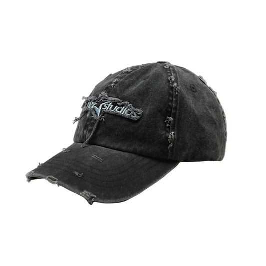 WNDRR STXR Distressed Strapback Cap - Washed Black