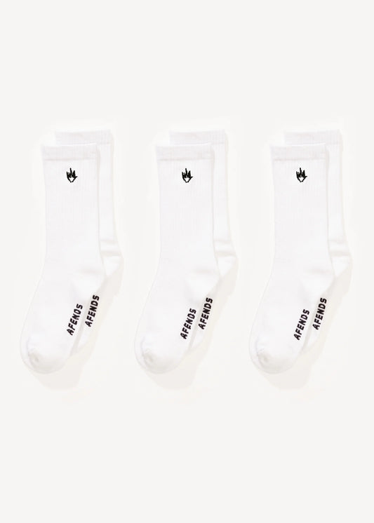 AFENDS Flame 3pk Socks - White