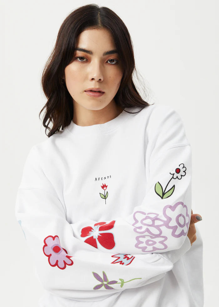 AFENDS Flourish Womens Crew - White