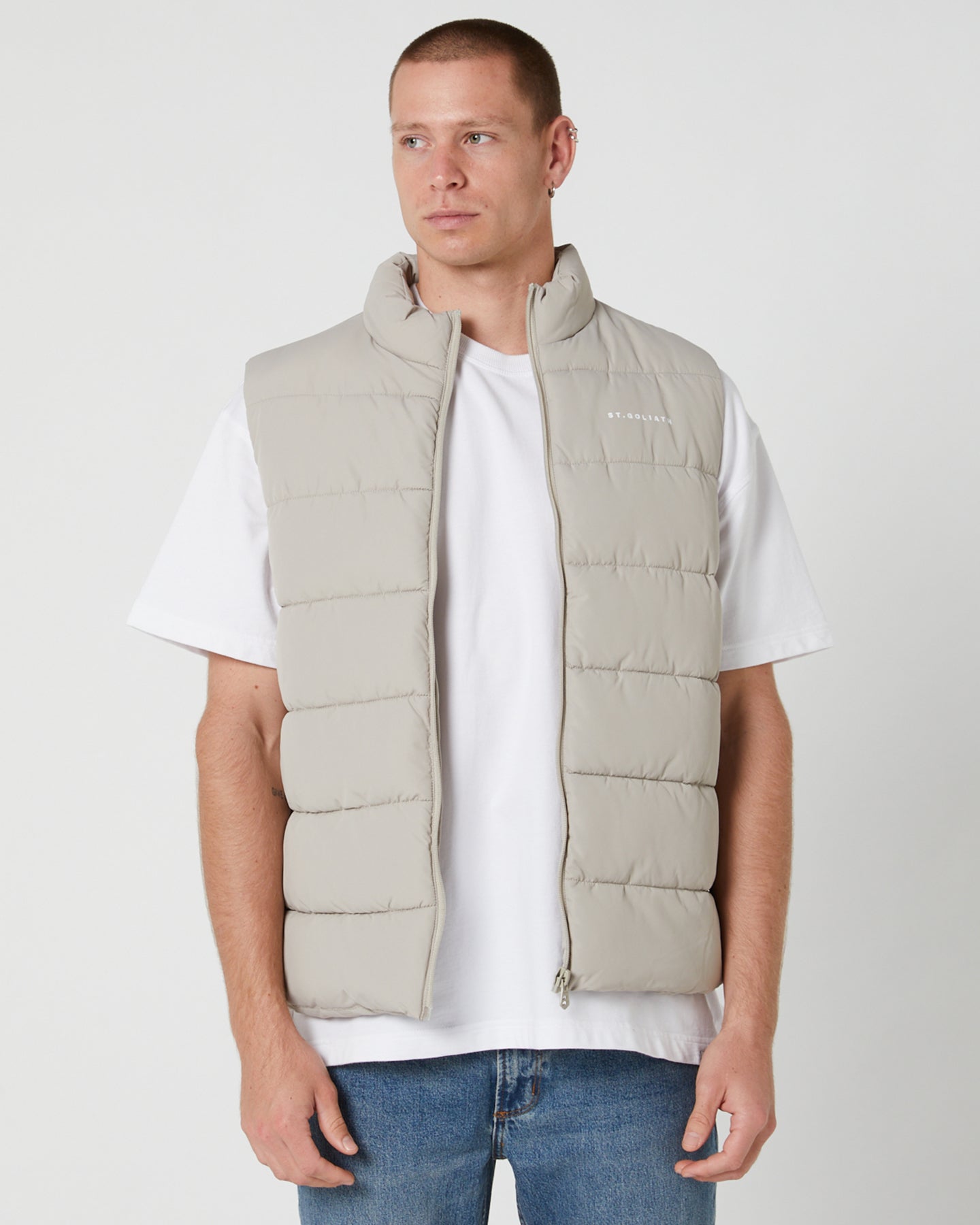 ST GOLIATH Essential Mens Puffer Vest - Fog