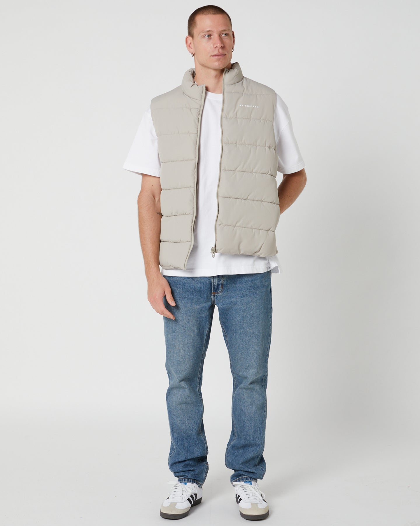 ST GOLIATH Essential Mens Puffer Vest - Fog