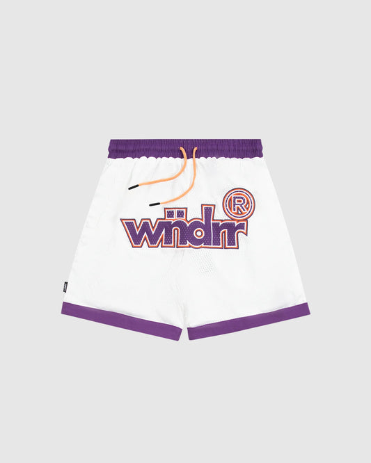 WNDRR Off Court Mens Elastic Waist Court Shorts - White/Purple