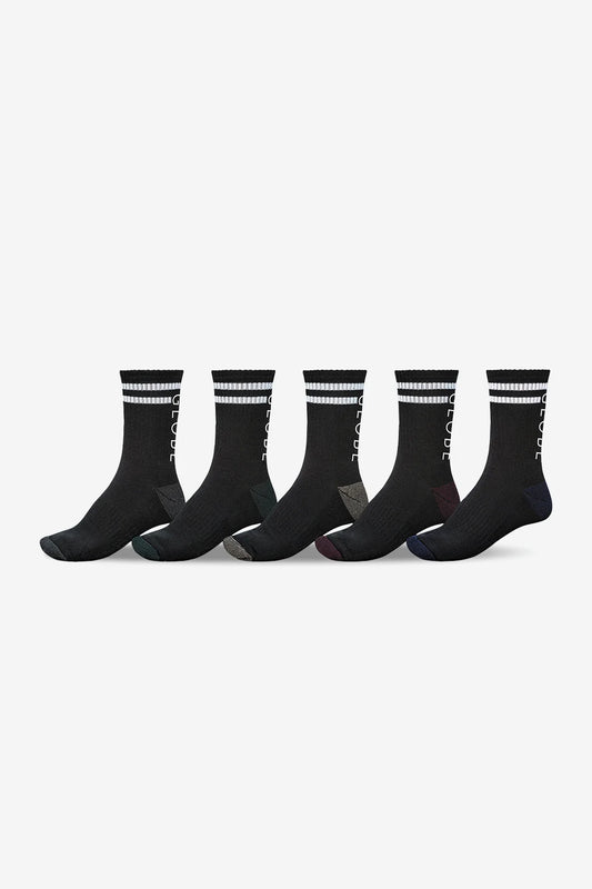 GLOBE Carter Crew Mens 5pk Socks - Black/Assorted