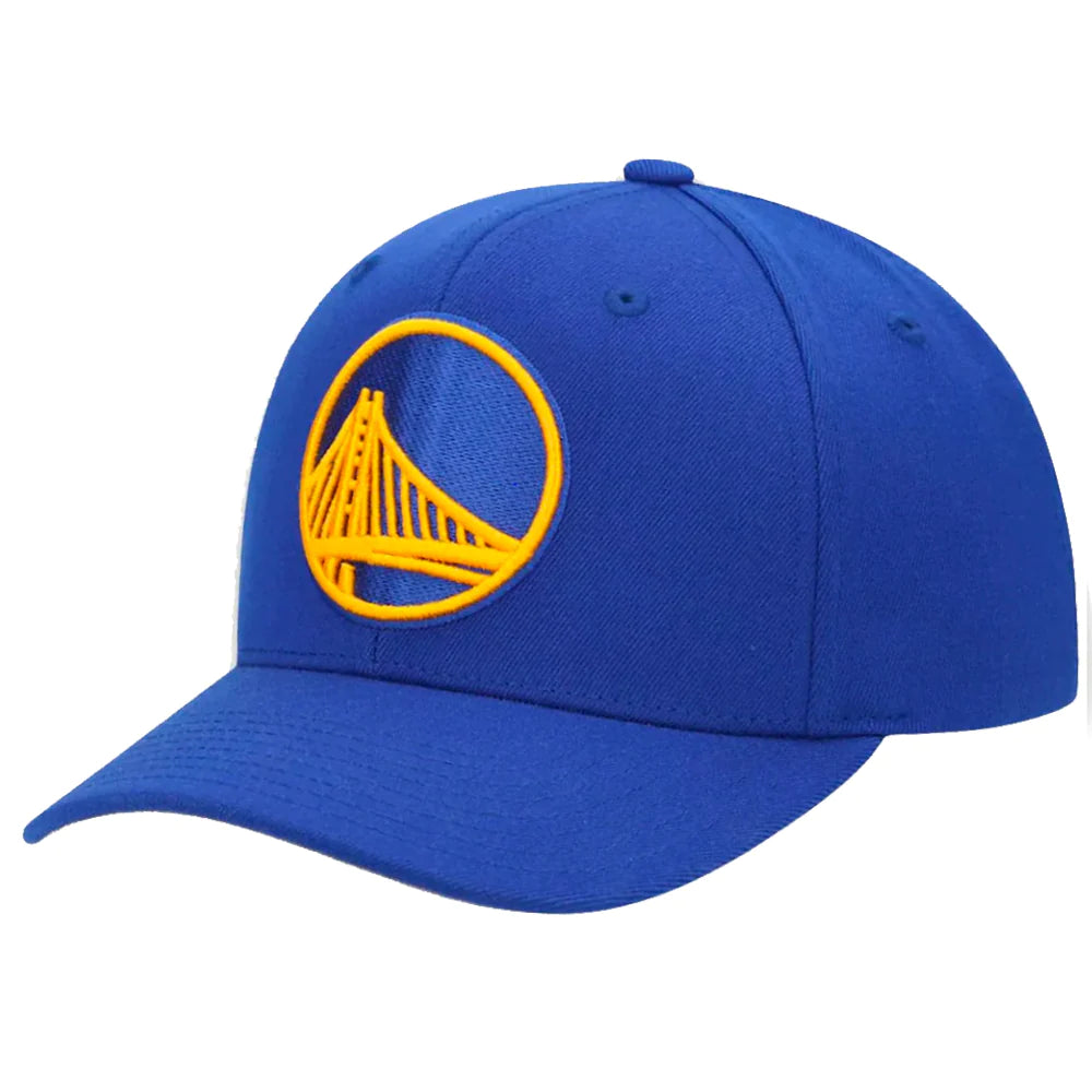 MITCHELL & NESS Golden State Warriors Pinch Front Snapback Cap - Royal Blue/Team Colours