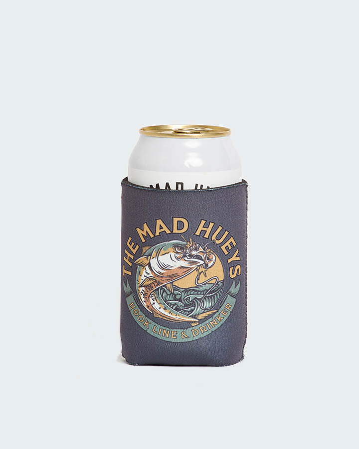 THE MAD HUEYS Keeping it Reel Stubbie Cooler - Charcoal