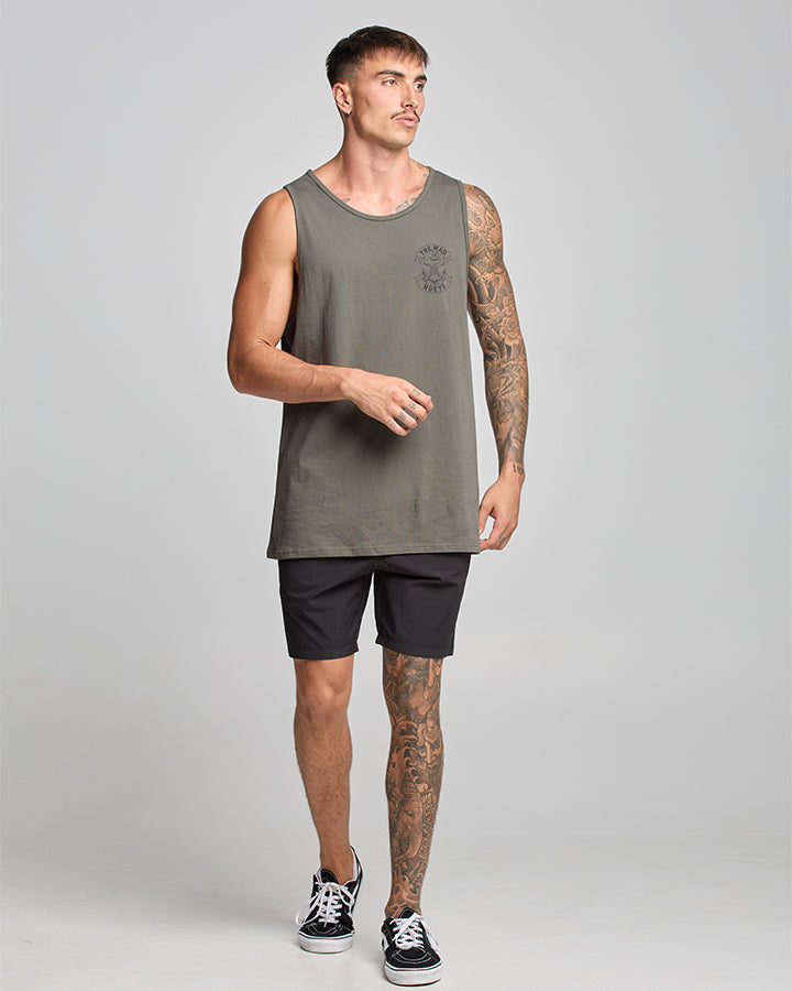 THE MAD HUEYS Anchor Bones Mens Tank - Charcoal