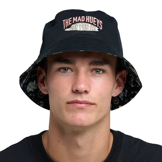 THE MAD HUEYS Day For It Froggies Reversible Bucket Hat - Vintage Black