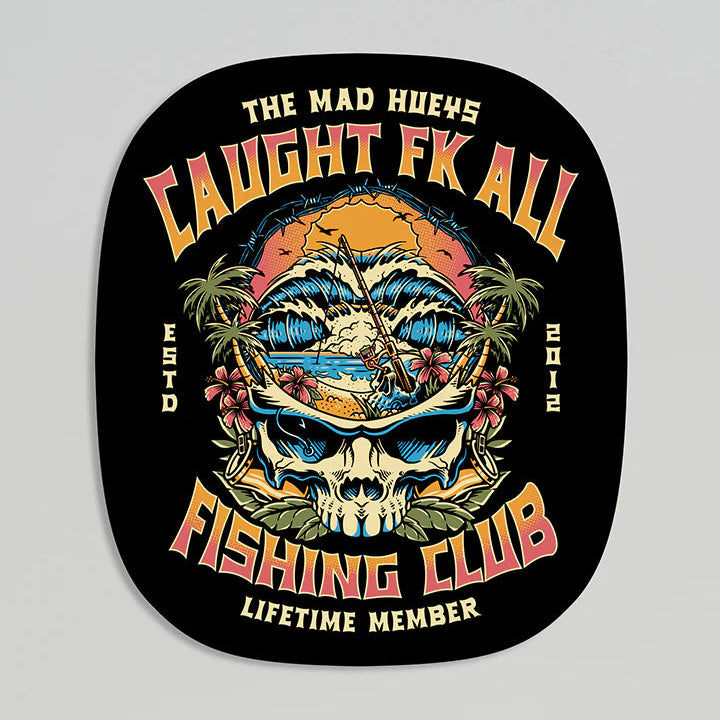 THE MAD HUEYS Caught Fk All Skull Sticker - Black