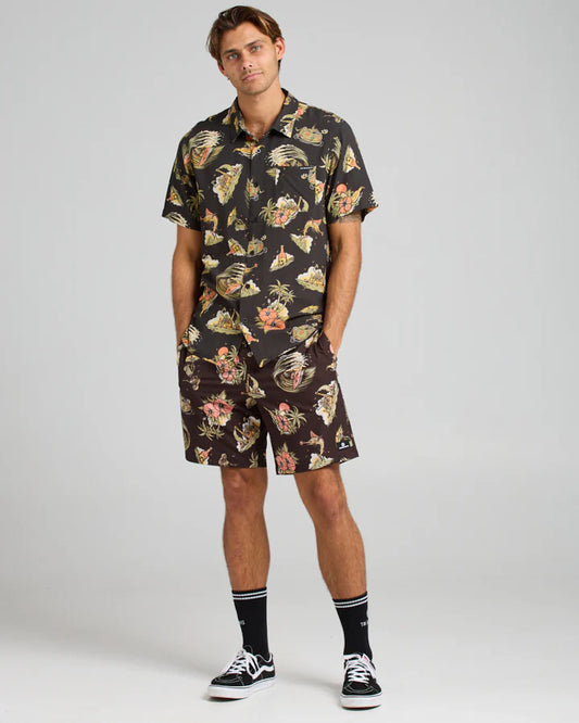 THE MAD HUEYS Frothin Out Mens Volley Short - Vintage Black