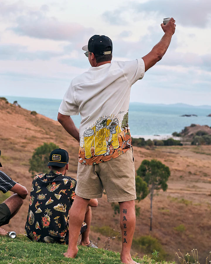 THE MAD HUEYS True Brew Mens Woven Shirt - Cement