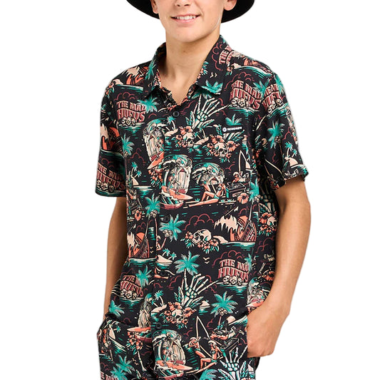 THE MAD HUEYS She'll Be Right Woven Youth S/S Shirt - Black