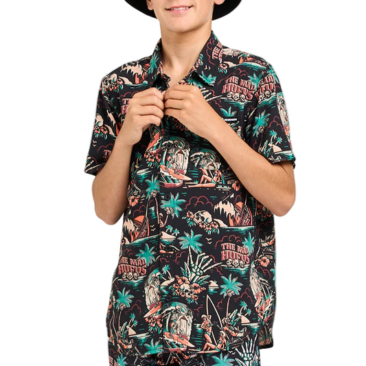 THE MAD HUEYS She'll Be Right Woven Youth S/S Shirt - Black