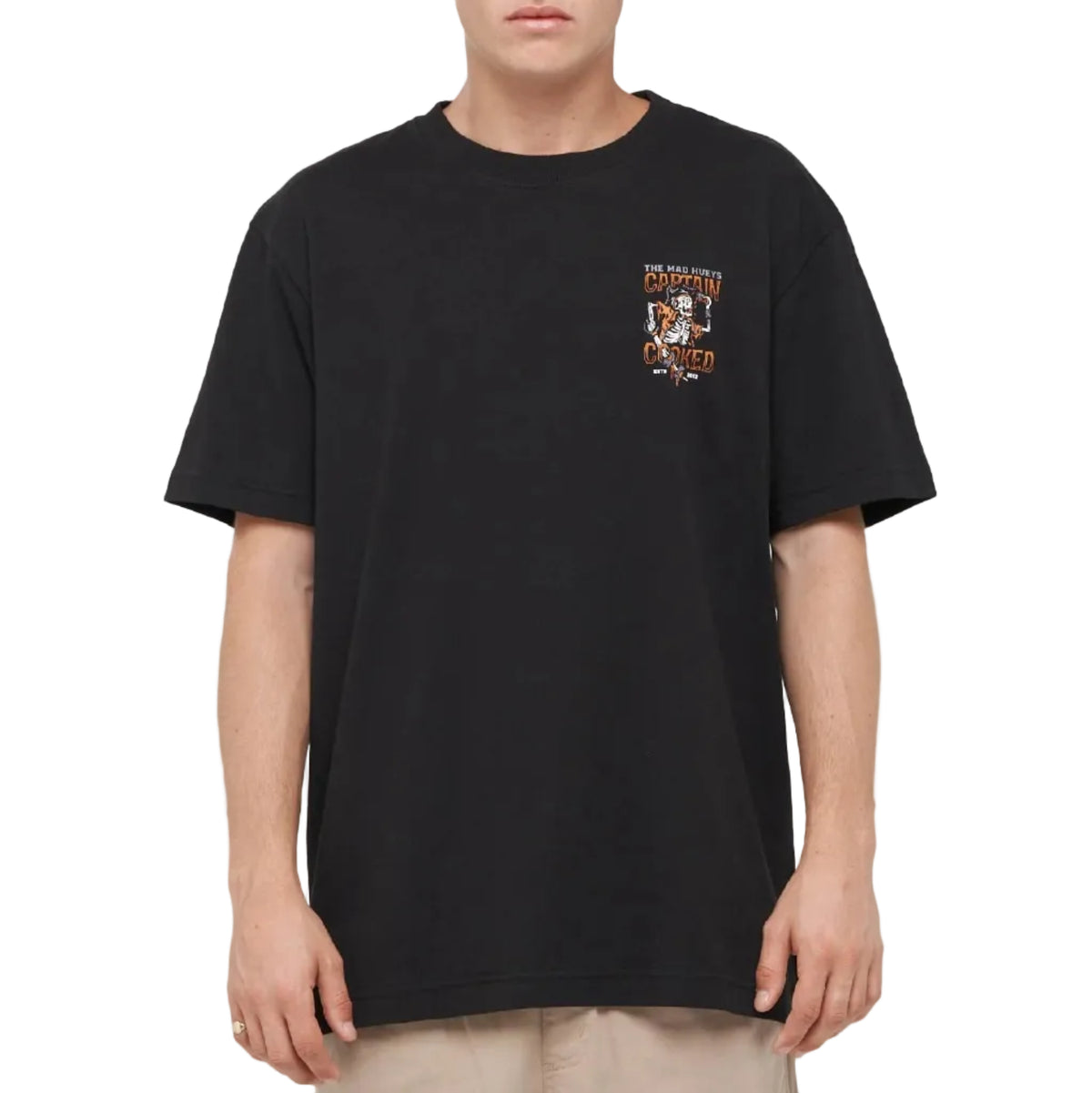 THE MAD HUEYS Plank Captain Cooked Tee - Black