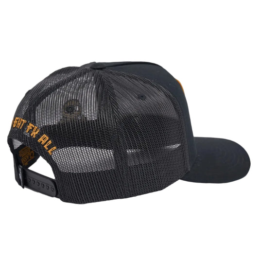 THE MAD HUEYS Caught Fk Skull Twill Snapback Trucker Cap - Black