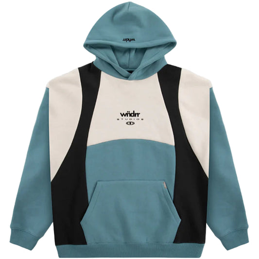 WNDRR Framed Panel Mens Hoodie - Dusk Blue/Off White