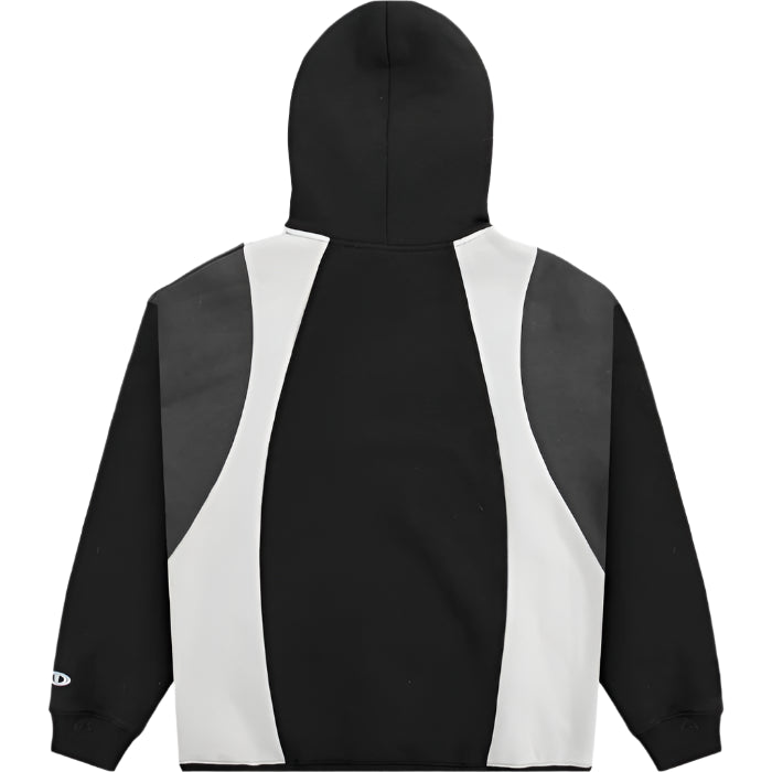 Black and white hoodie on a light gray background