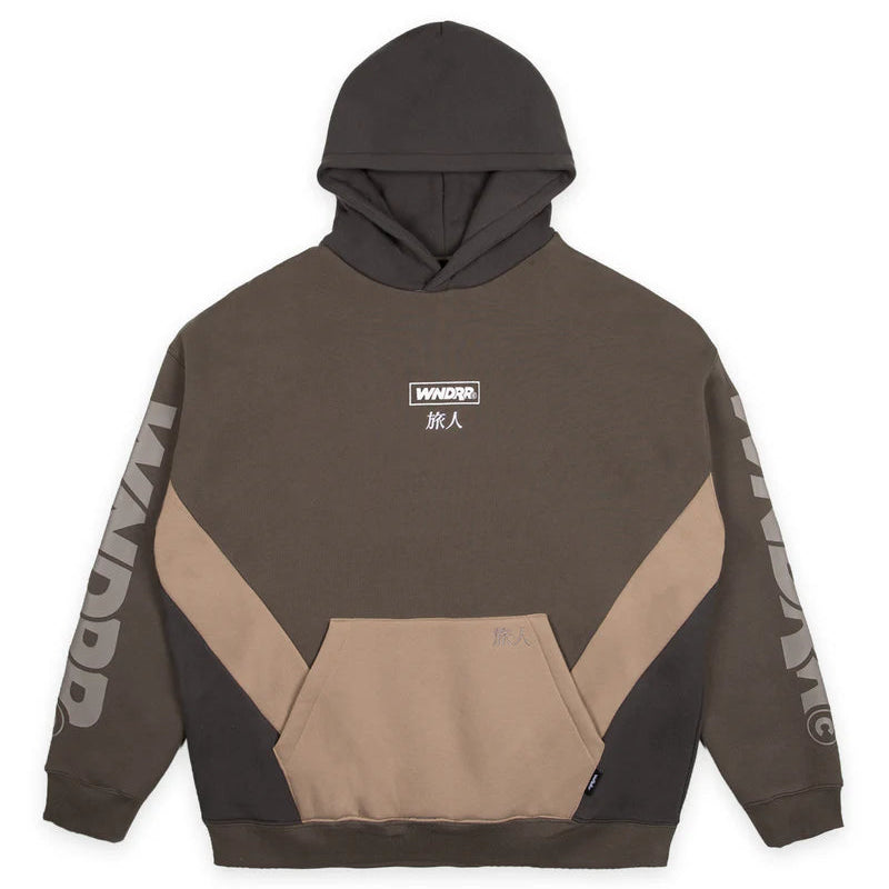 WNDRR Privacy Mens Panel Hoodie - Walnut/Taupe