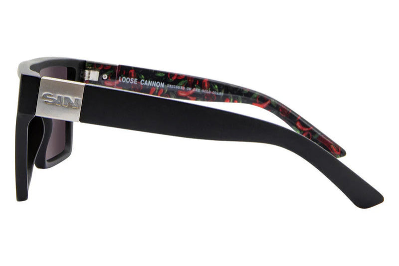 SIN Loose Cannon Polarised Sunglasses - Matt Black/Hot Tamale Print/Red Flash