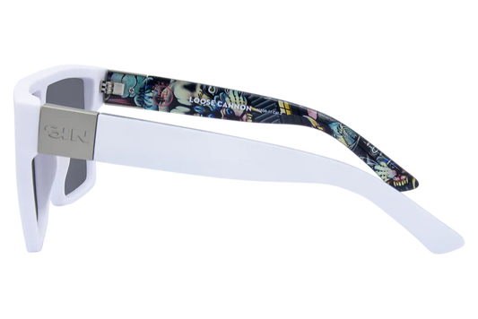 SIN Loose Cannon Polarised Sunglasses - White/Blue Flash