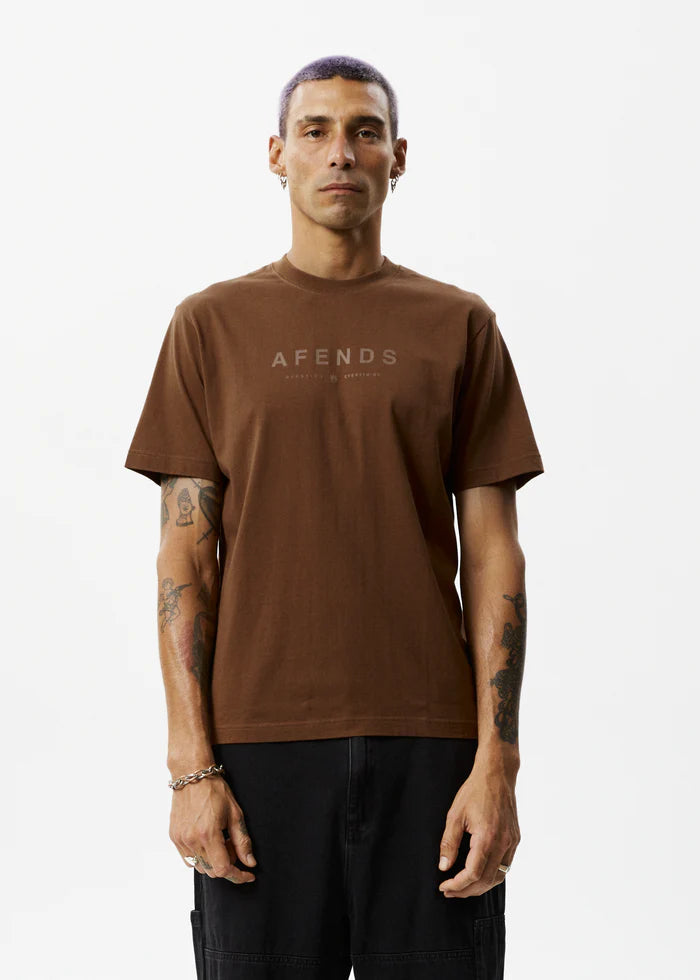 AFENDS Thrown Out Recycled Retro Fit Mens Tee - Coffee