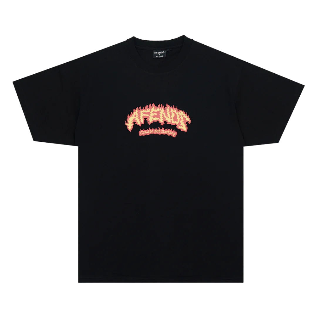 AFENDS Flame On Recycled Boxy Fit Mens Tee - Black