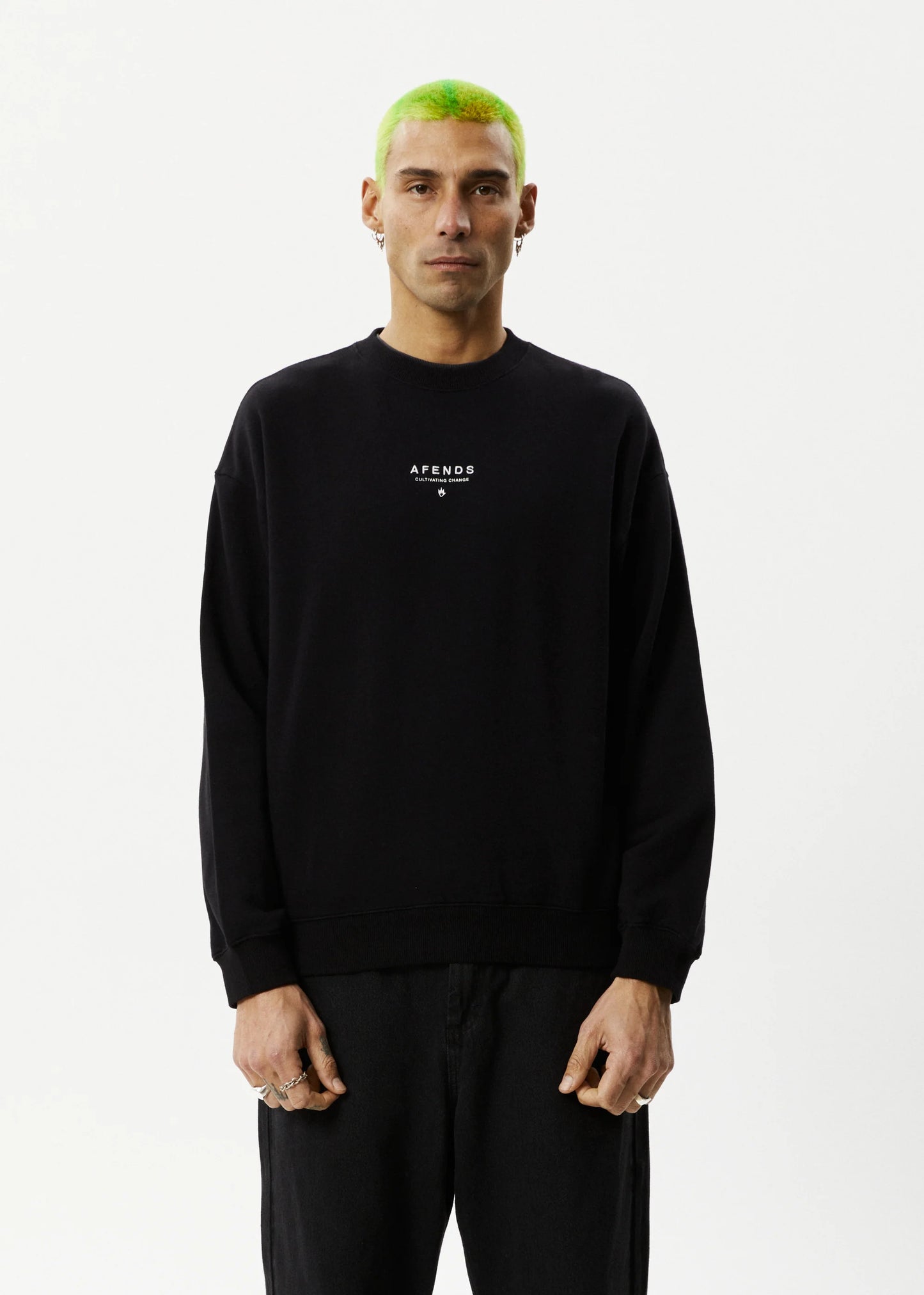 AFENDS Space Recycled Mens Crew - Black