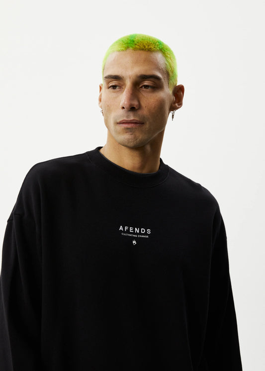 AFENDS Space Recycled Mens Crew - Black