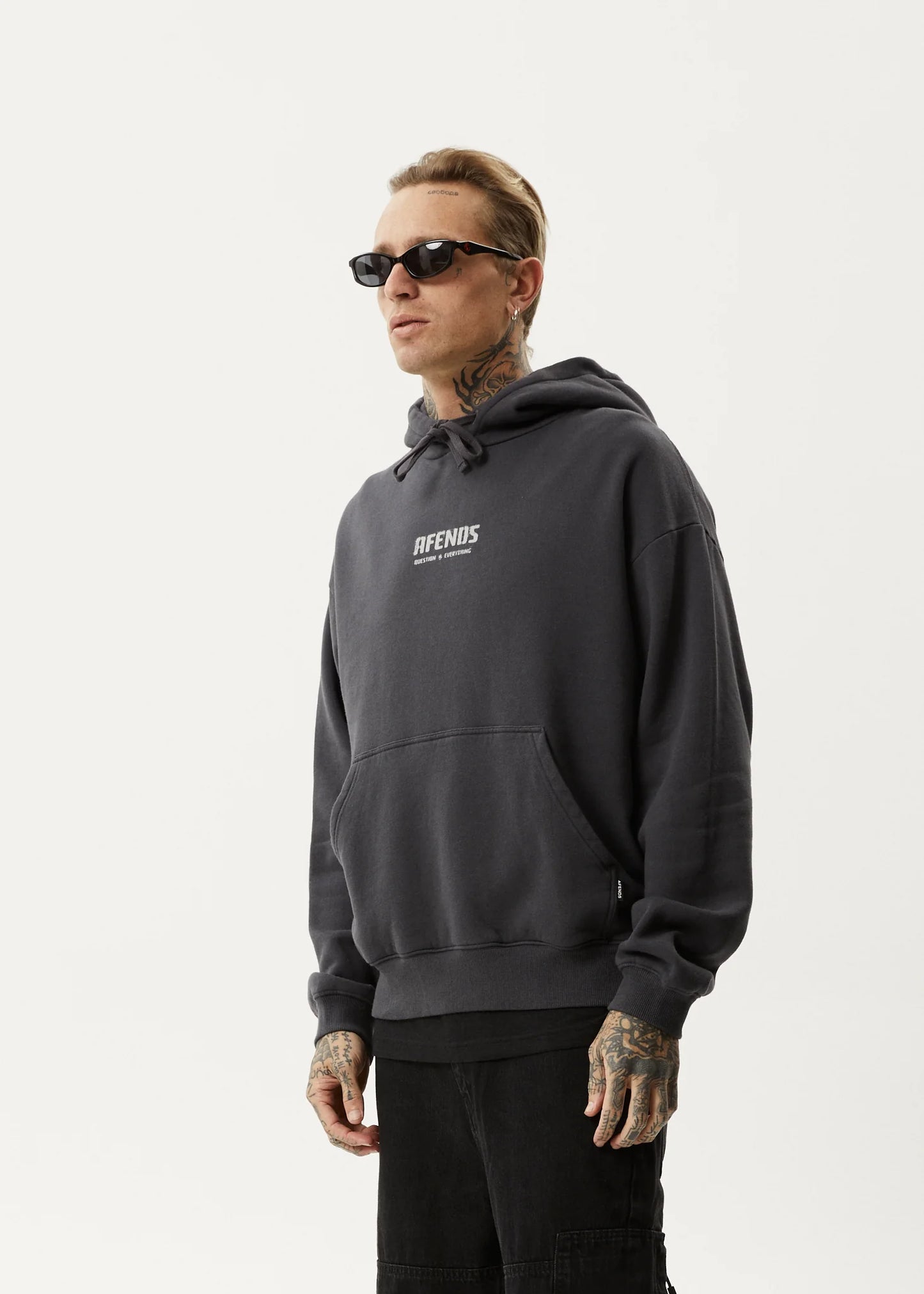 AFENDS Questions Recycled Mens Hoodie - Charcoal
