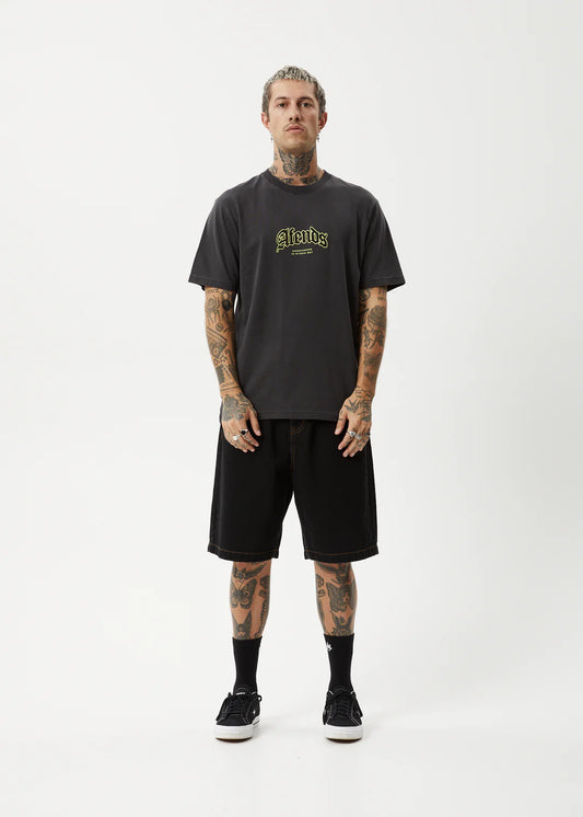 AFENDS Home Mens Retro Fit Tee - Stone Black