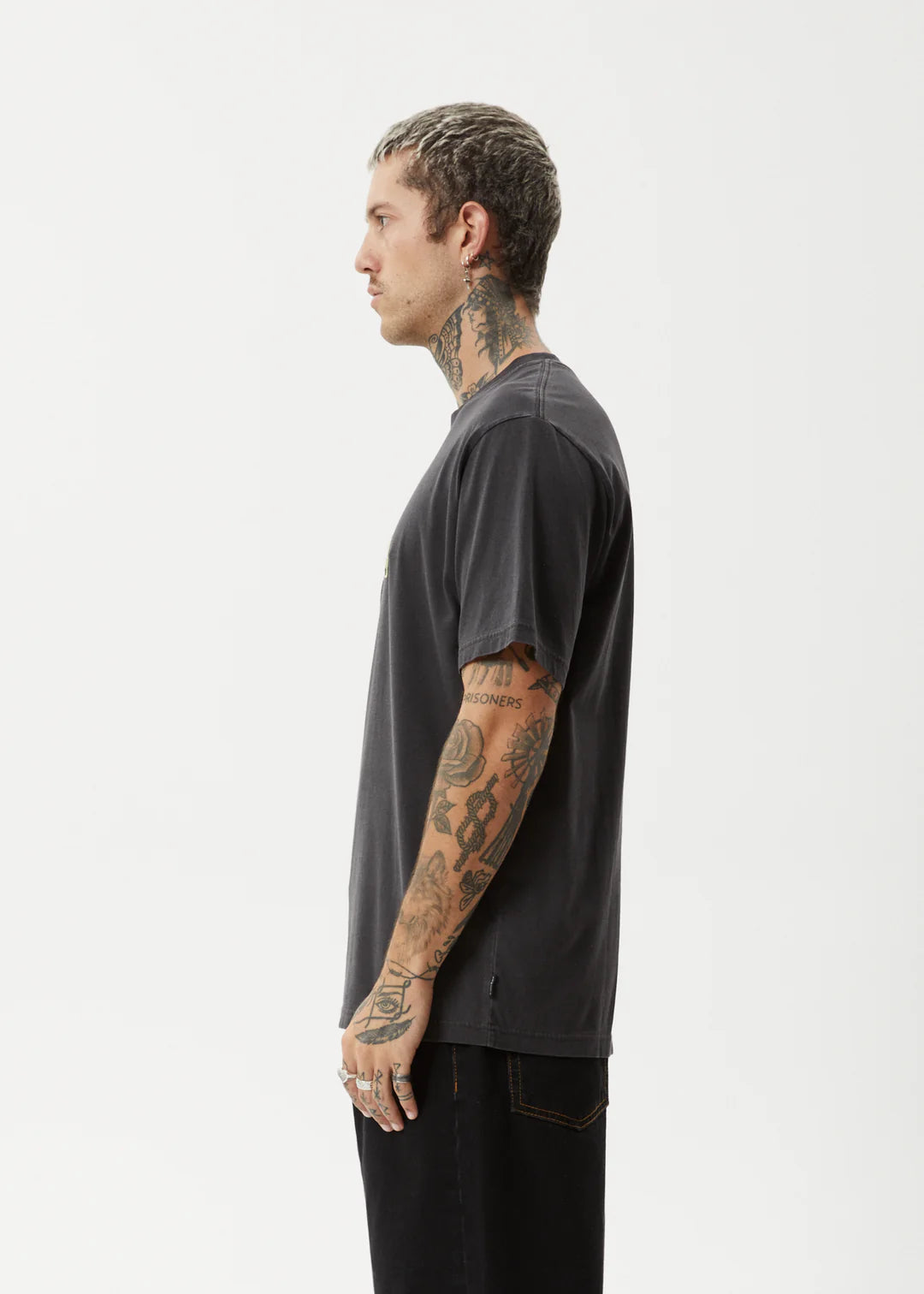 AFENDS Home Mens Retro Fit Tee - Stone Black