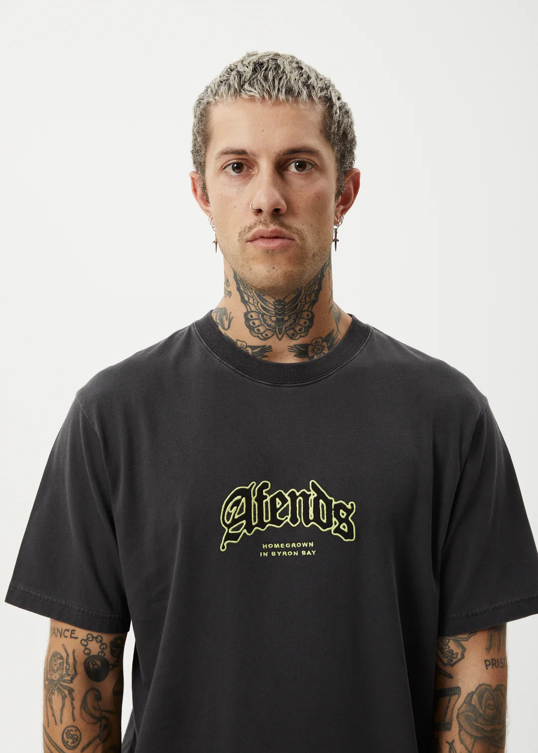 AFENDS Home Mens Retro Fit Tee - Stone Black