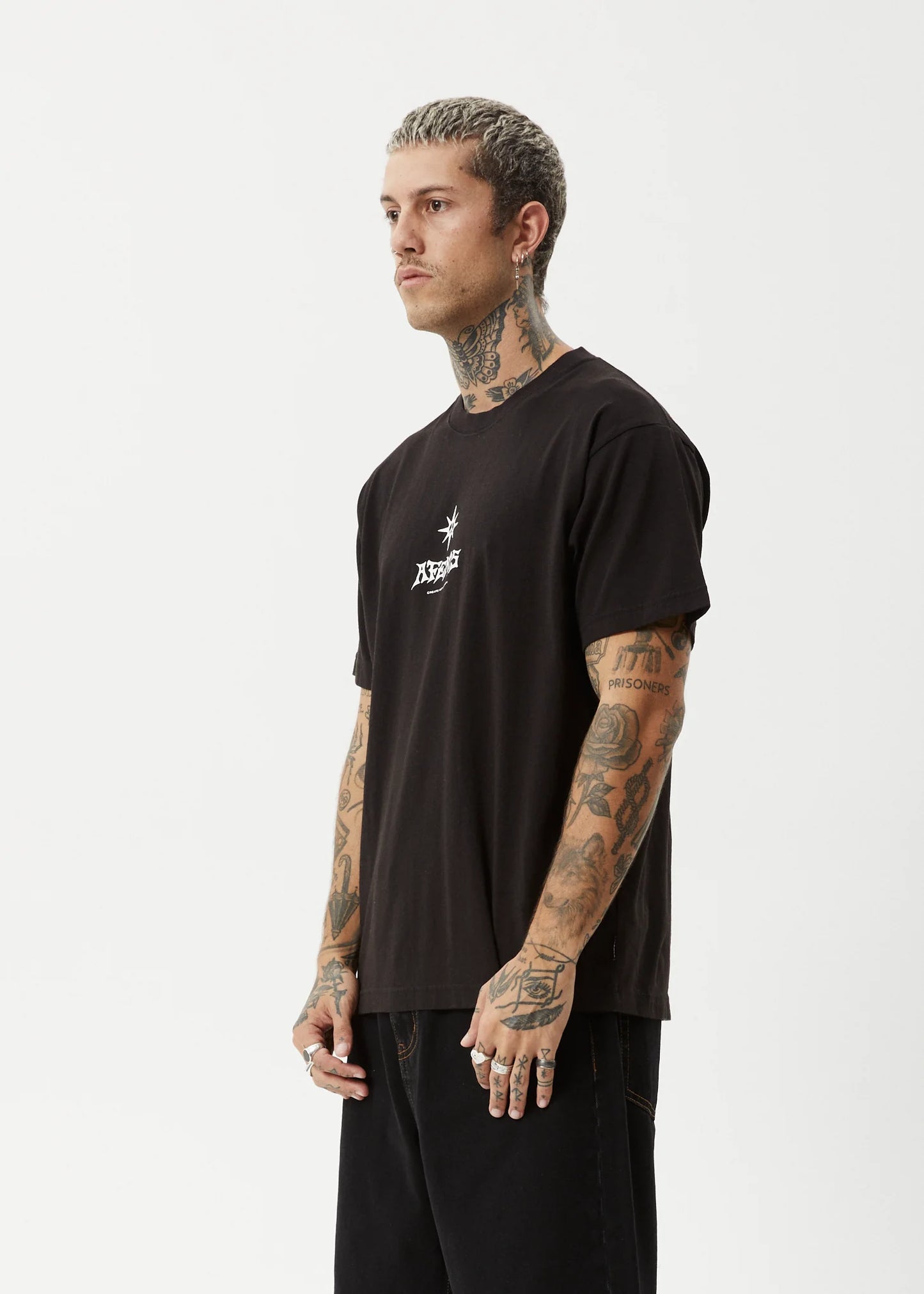 AFENDS Peace Out Mens Boxy Fit Tee - Black