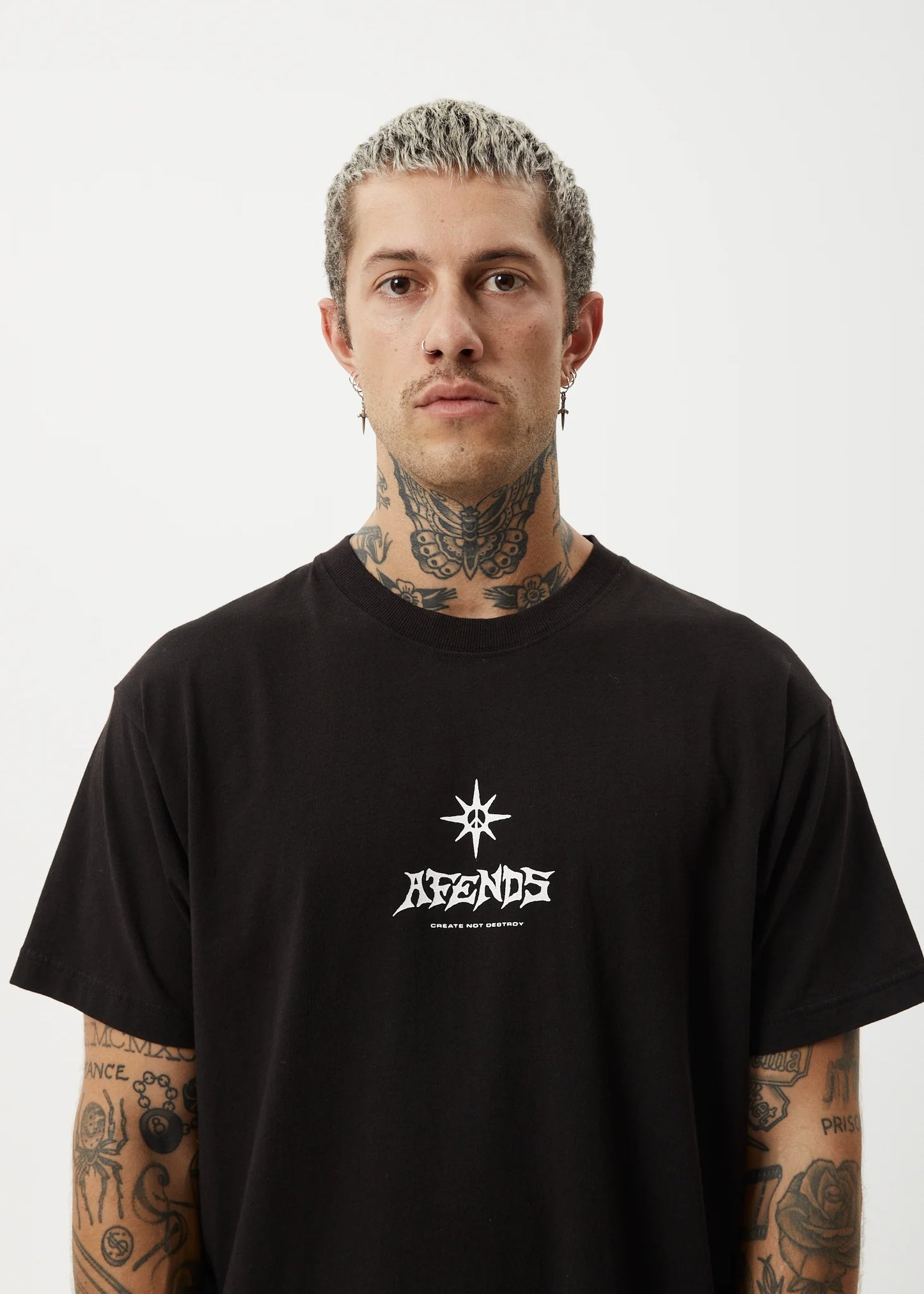 AFENDS Peace Out Mens Boxy Fit Tee - Black