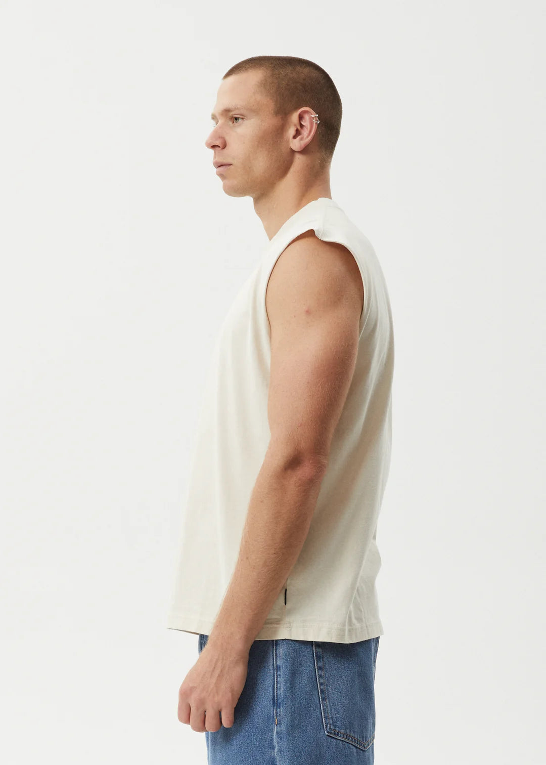 AFENDS Peace Out Mens Sleeveless Tee - Moonbeam