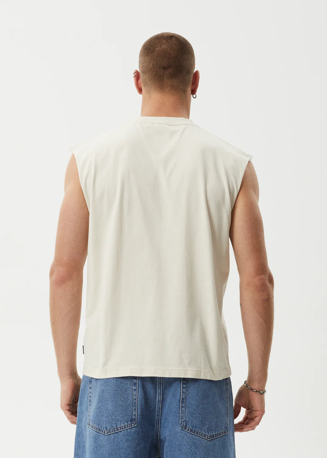 AFENDS Peace Out Mens Sleeveless Tee - Moonbeam