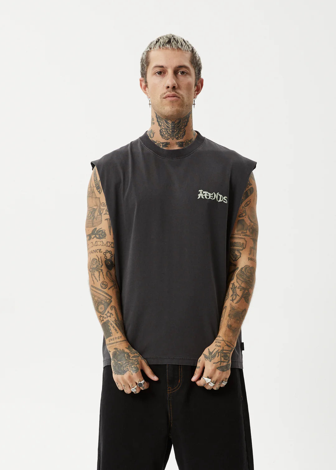 AFENDS Destroyer Mens Sleeveless Tee - Stone Back