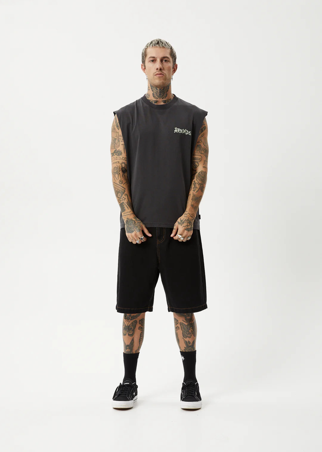 AFENDS Destroyer Mens Sleeveless Tee - Stone Back