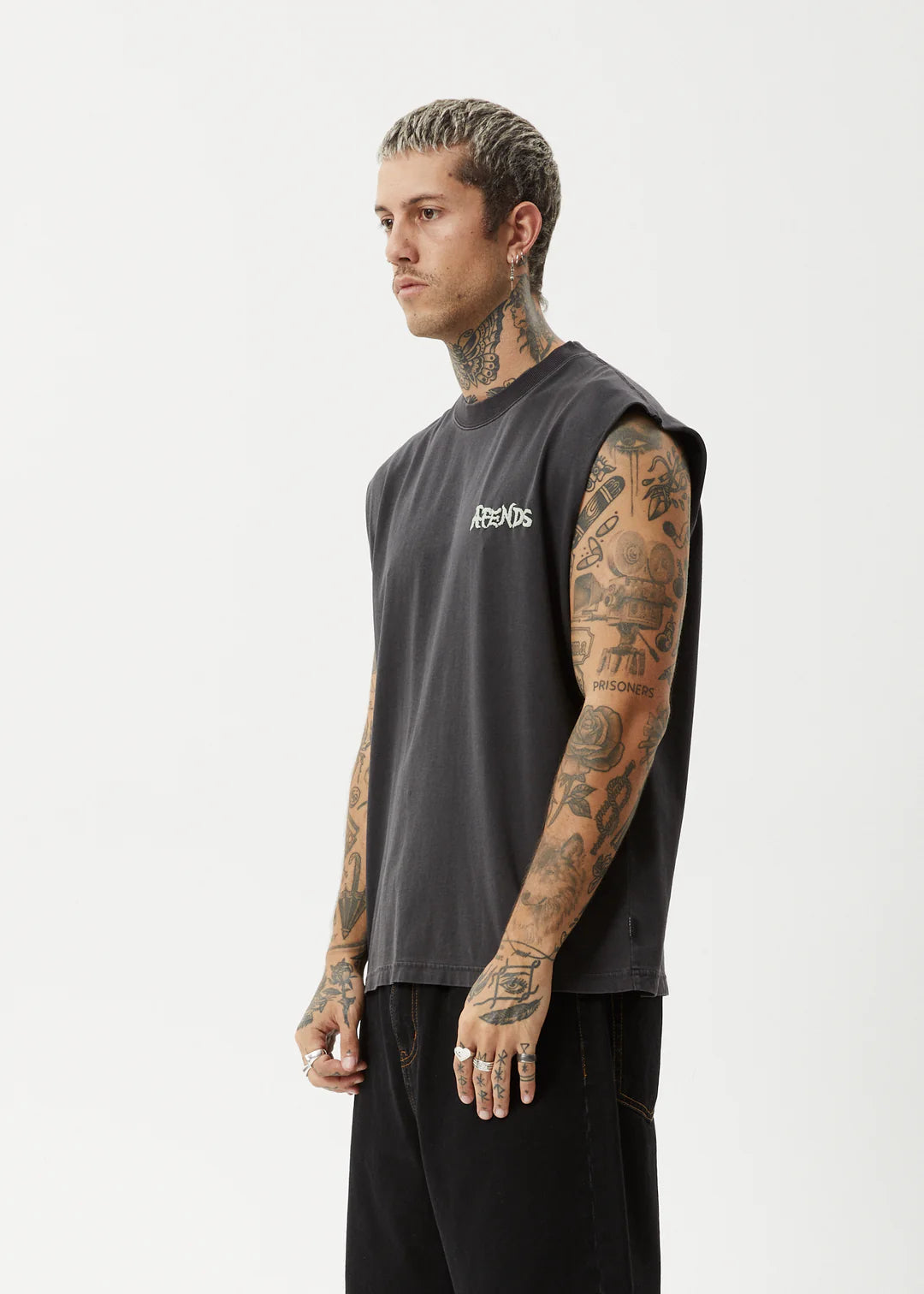 AFENDS Destroyer Mens Sleeveless Tee - Stone Back