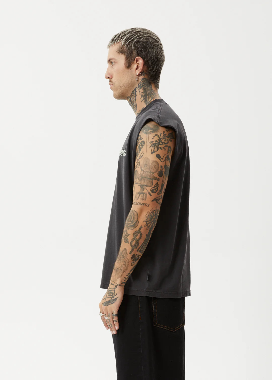 AFENDS Destroyer Mens Sleeveless Tee - Stone Back