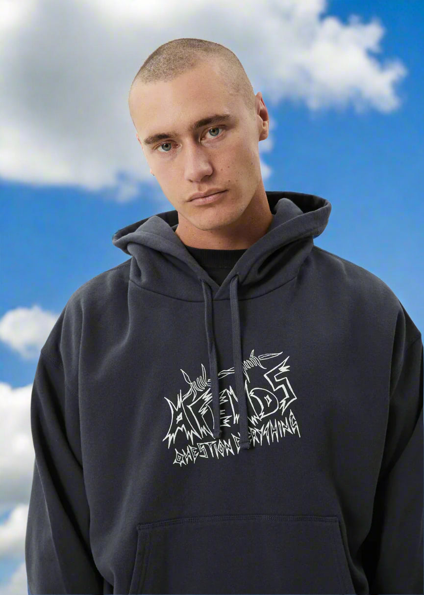 AFENDS Barbed Recycled Mens Hoodie - Oil Green