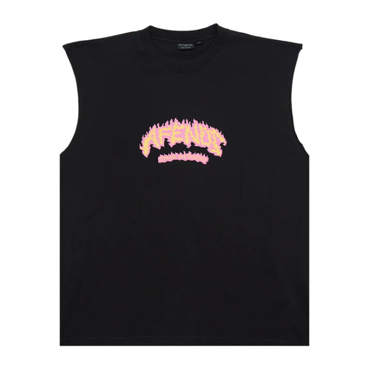 AFENDS Flame On Recycled Sleeveless Mens Tee - Stone Black